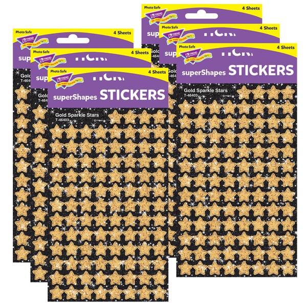 Trend Enterprises Gold Sparkle Stars superShapes Stickers-Sparkle, PK2400 T46403 - main
